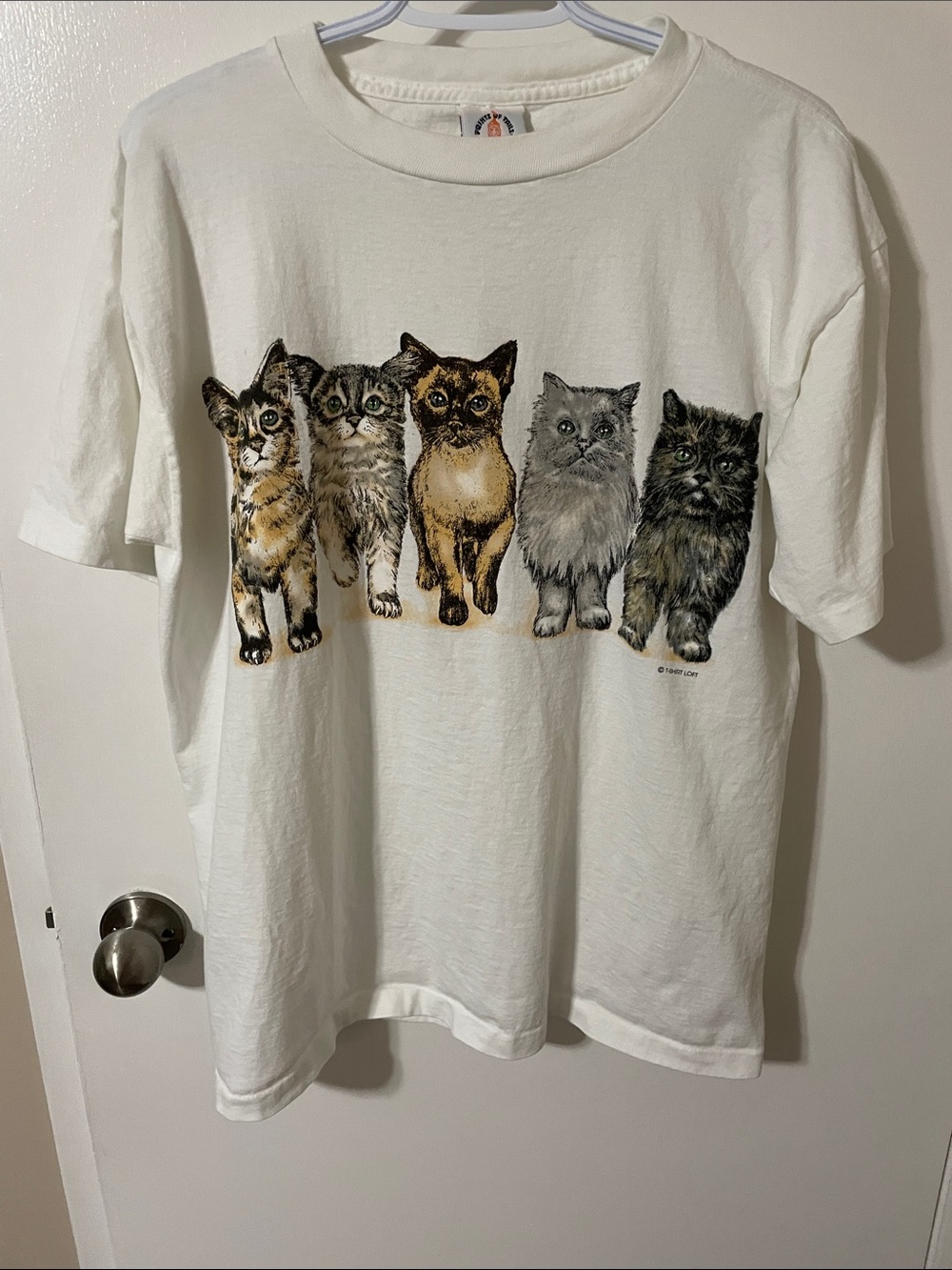 Vintage Single Stitch Graphic Cats Print Tee Size Large